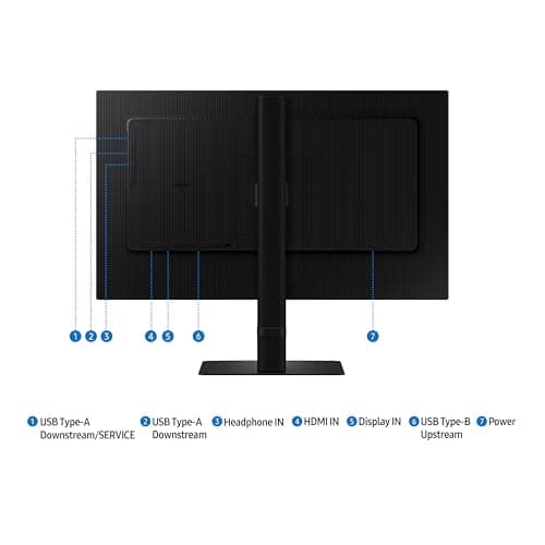 SAMSUNG 24" ViewFinity S6 (S60D) Series QHD High Resolution Computer Monitor, 100Hz, HDR10, Multiple Ports w/ HDMI, DisplayPort, USB-A, Easy Setup, Height Adjustable Stand, LS24D606EANXZA, 2024 8