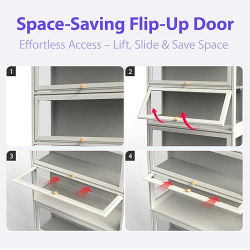 BONITURE Display Cabinet with Acrylic Glass Doors,5-Tiers Curio Cabinet with LED Lighting for Collectibles, Collectibles Toy Organizers Rack & Display Shelf Display Case Storage Cabinet, White 6
