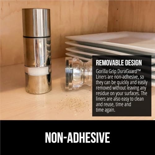 GORILLA GRIP DuraGuard Shelf Liner, Non-Adhesive Cabinet Liners for Kitchen Drawers, Shelves, Refrigerator, Pantry Storage, Bathroom Closet, Durable Waterproof BPA Free Ribbed Plastic, 12x10 Clear 5