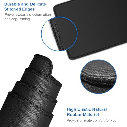 Large Gaming Mouse Pad, 31.5x15.7 inch Large Extended Computer Keyboard Mouse Mat, Water Resist Non-Slip Mousepad Rubber Base Long XXL Desk Mouse Pad for Work & Gaming, Office & Home, Black 5