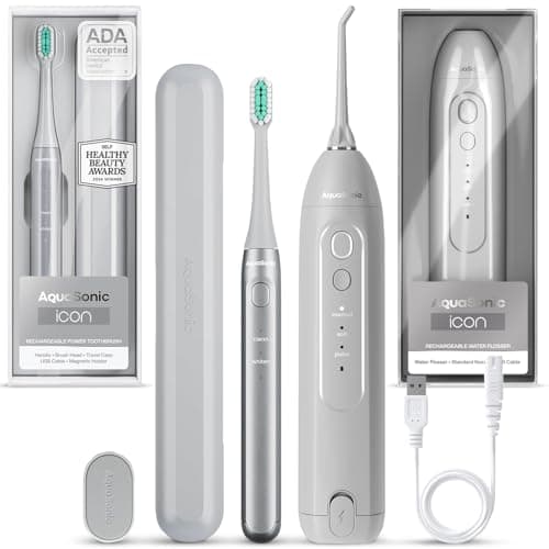 Aquasonic Icon Toothbrush & Water Flosser Bundle (Stone)