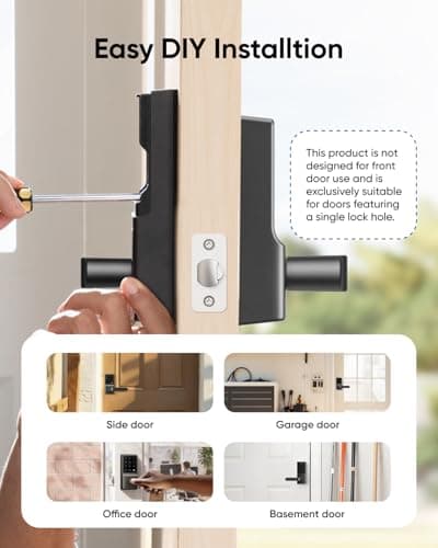 eufy Security Smart Lock C33, Keypad Door Lock with Handle, Fingerprint Door Knob, Keyless Entry Door Lock for Front Door and Bedrooms, Electronic Deadbolt, Wi-Fi, App Control, IP53 Waterproof, Black 5