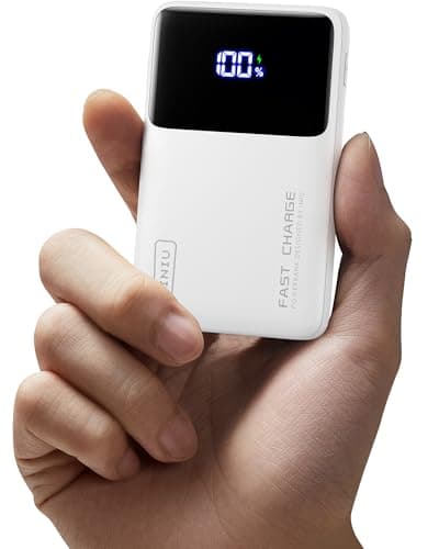 INIU Small Portable Charger, 45W PD Fast Charging 10000mAh Power Bank, Battery Pack with Attached USB C Cable, Travel Essentials Powerbank for iPhone 17 16 15 14 Pro Air, Xiaomi, Samsung S25, White