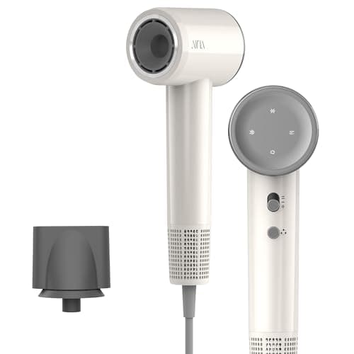AINA Hair Dryer, Blow Dryer - Brushless Motor, 110,000 RPM Lightweight, Ionic Travel 110V/ALCI Plug(1vory White)