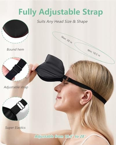 BeeVines 100% Real Mulberry Silk 2 Pack Sleep Mask, Pure Silk Eye Masks with Adjustable Strap for Sleeping, 100% Block Light Eye Sleep Shade Cover, Reduces Puffy Eyes Traveling Gifts(Black & Blue) 5