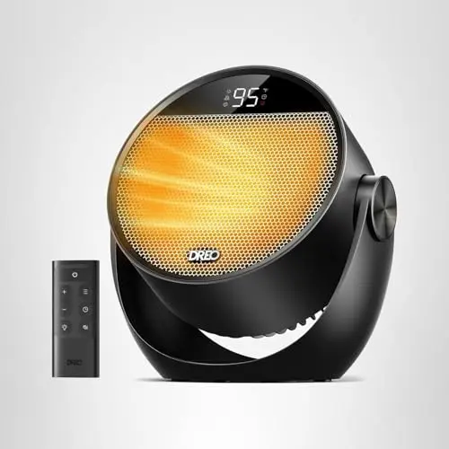 Dreo Space Heater 1500W, 60° Adjustable Tilt, 10.5ft/s Portable Electric Heaters for Indoor Use with Thermostat, 8 Safety Protections, 3 Modes, Remote, Quiet Desk Heater for Bedroom, Office, Black 9