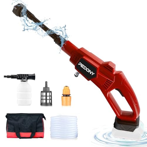 Cordless Power Washer for Milwaukee 18V Battery - PEDONY 900 PSI Portable Pressure Cleaner with 6-in-1 Nozzle Soap Container for Car Floor Fence Wall Cleaning (Battery Not Included)