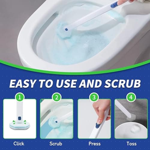 BOOMJOY Disposable Toilet Brush Set with 15 Wand Refills, Toilet Bowl Cleaner Wand with Holder, Toilet Cleaning System Starter Wand Kit, Bathroom Cleaning Set 7