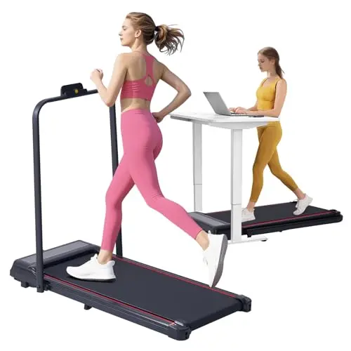 Walking Pad Treadmill with Handle Bar, 3.0HP Portable Electric Treadmills for Home Small Space, 3 in 1 Folding Foldable Home Treadmill with Handles, Remote Control, 300LBS Capacity