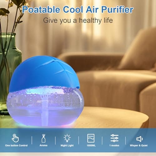 ap airpleasure Water-Based Purifier Air Washer, Air Revitalizer & Freshener, Air Fresher with 7 LED Color Changing Light for Rooms (Blue) 7
