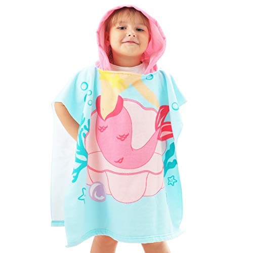 NovForth Kids Beach Towel for Boys Girls, Mermaid Hooded Bath Towel Wrap, Toddler Pool Towel with Hood 5