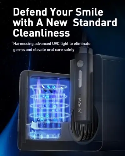 MySmile LP233 Pro UVC Sterilizable Countertop Water flossers for Teeth 800ML Digital Display Electric Oral Irrigator with a Water Filter 3 Modes and 6 Jet Tips (Graphite Grey) 7