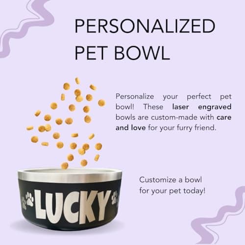 Heart + Paws and Name Dog Bowl - Engraved, Nonslip, Custom Dog Bowl, Custom, Stainless Steel, Engraved Pet Bowl, Feeding, Pet Supplies, Pet Food 8