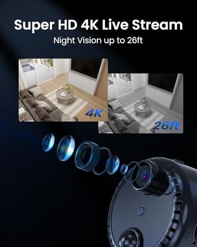 VIDCASTIVE 4K Mini WiFi Indoor Camera Wireless Nanny Cam with Night Vision, AI Motion Detection, Long Battery Life, Cloud & SD Storage 7