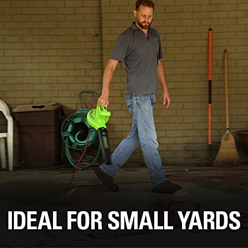 Greenworks 7 Amp 160 MPH/150 CFM Single Speed Electric Blower, 24012, green 7