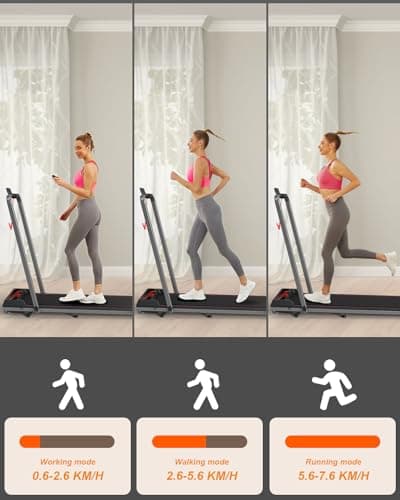 Treadmill Under Desk Walking Pad,2 in 1 Folding Treadmill for Home/Office with Remote Control and APP，Large Screen 6