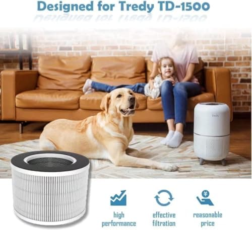 TREDY H13 Grade HEPA Air Purifier Replacement Filter for Smoke, Smokers, Dust, Odors, Pet Dander, TD-1500, 1 Pack 5