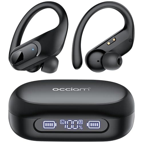 occiam Active Noise Cancelling Earphones with Ear Hook Microphones for Sport Running Black