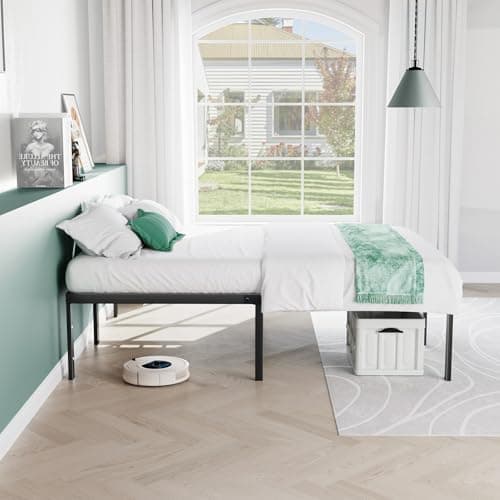 Sweetcrispy Queen Bed Frame - Heavy Duty Metal Platform Bed Frames Queen Size with Storage Space Under Frame, No Box Spring Needed, 14 Inches, Sturdy Steel Slat Support 7