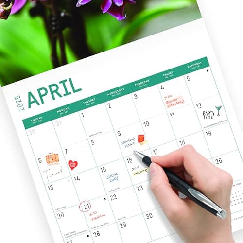 2025 Flowers Monthly Wall Calendar by Bright Day, Includes Over 300 Stickers, 12 x 12 Inch 5