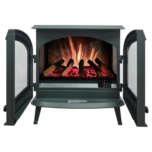 Modern Ember Harlowe Freestanding Electric Fireplace Stove Heater in Hunter Green with Multi-Color Ember Bed | Smart Technology | Alexa/WiFi Enabled | 1500W | Indoor Portable Heater | Safety Shutoff 5