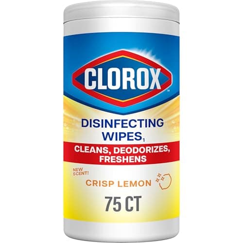 Clorox Disinfecting Cleaning Wipes, Antibacterial, Bleach Free, Crisp Lemon, 75 Count, Pack of 6 (Pack May Vary)