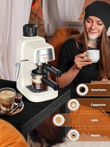 KEENSTAR 3.5Bar Espresso Machine with Milk Frother, 800W Compact Espresso and Cappuccino Machine with Preheating Function, 4 Cup Espresso Maker for Cappuccino or Latte, Gift for Coffee Lover 7