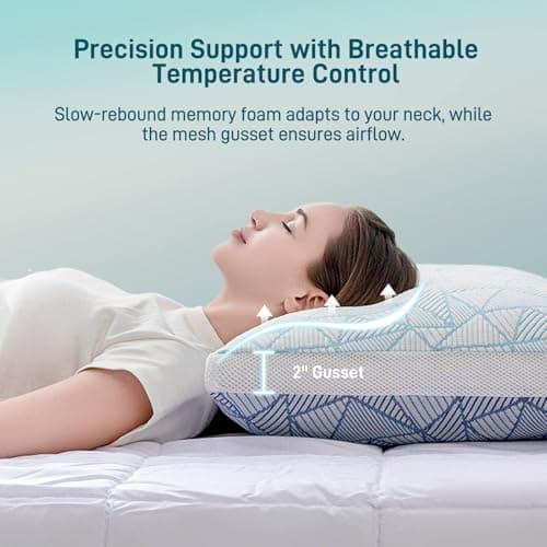 Sylvaris Shredded Memory Foam Cooling Soft Bamboo Viscose Pillows Queen Size Set of 2, Adjustable Hypoallergenic Hotel Quality Bed Pillows for Side, Stomach or Back Sleeper, Oeko-TEX Certified 5