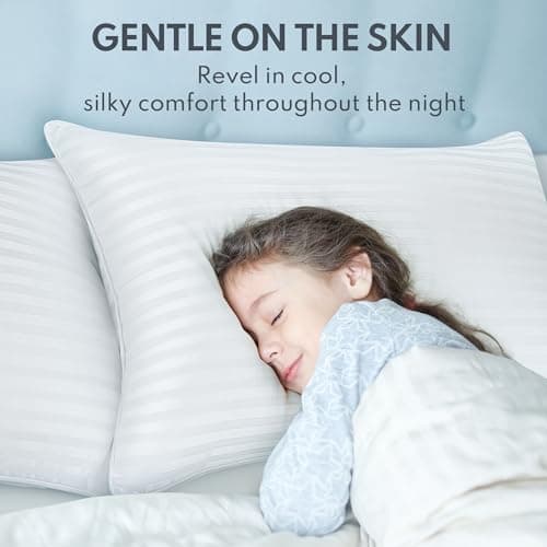 HEYCUZI Queen Size Bed Pillows Set of 2 - Premium Down Alternative Cooling Pillows for Side, Back, and Stomach Sleepers Hotel Quality Fluffy Soft Microfiber Fill Breathable Skin-Friendly 6