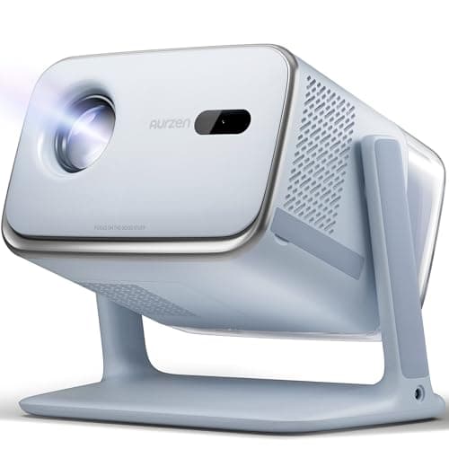Aurzen BOOM mini Google TV 4K Supported Smart Portable Projector with WiFi and Bluetooth, Outdoor & Home Movie Projector with 20W Speakers DoIby Audio, Real-Time Focus, 500 ANSI Lumens, Blue