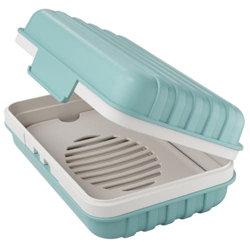 Quatish Bar Soap Holder Dish 1 Pack for Shower, Travel Soap Case with Lid for Gym, Camping Essentials, Hiking, Travel Size Toiletries, Portable, Leakproof, Blue