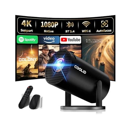 [Built-in Apps & 2026 Upgraded] Mini Projector Support 4K 1080P Auto Keystone 180° Rotatable with WiFi 6 and Bluetooth 5.4, Projector Portable Compatibile with HDMI/TV Stick/Memory Stick/Laptop-Black