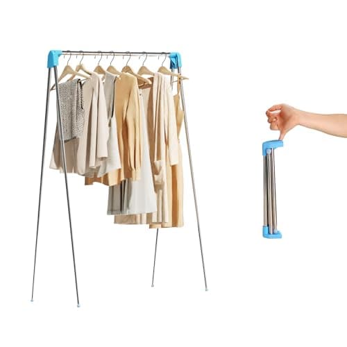 URZCT Travel Garment Rack ,Portable and Foldable，Folding Clothes Rack for Dance,Travel,Camping, Drying,RV, Indoor,Outdoor. A Collapsible Mini Clothing Rack.