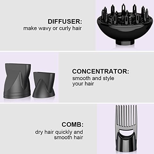Professional Negative Ionic Hair Dryer 1875W Powerful Blow Dryer with Concentrator AC Motor Quiet Dryer Cool Shut Button 5