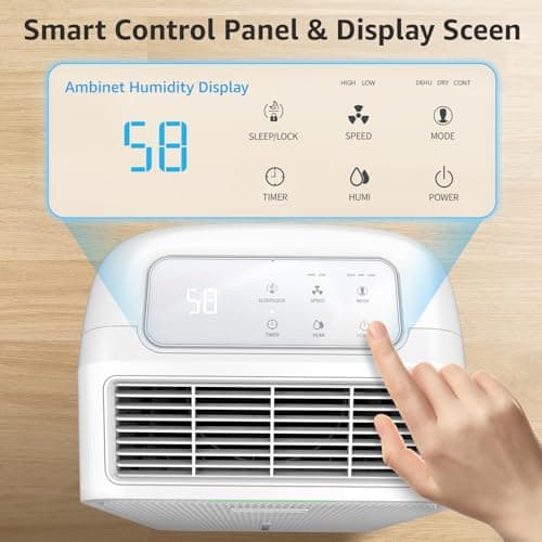 KNKA 2500 Sq.Ft Dehumidifiers for Home with Drain Hose Max 34 Pints, Dehumidifier for Basement, Bedroom, Bathroom, Large Room, Three Modes, Intelligent Humidity Control, Dry Clothes, 24HR Timer 8