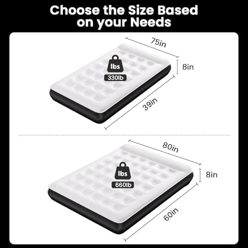 COMMOUDS Queen Air Mattress with Built-in USB Rechargeable Air Pump, 8" Raised Blow up Mattress with Built-in Pillow, Portable Inflatable Mattress, Air Bed for Camping, Travel, Home and Guest 5