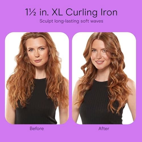 Conair Double Ceramic 1 ½-Inch Long Barrel Curling Iron, 1 ½-Inch Barrel Creates Soft Waves, Hair Waver for Use on Medium & Long Hair, White/Rose Gold 11