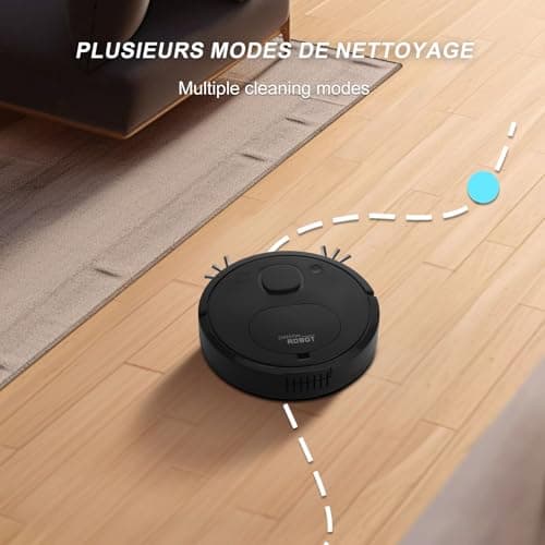 Mini Robotic Vacuum Cleaner for Pet Hair, 1200Pa Suction with Dual Side Brushes, 6cm Ultra-Thin ≤55dB Quiet, Fits Hardwood/Low-Pile Carpets，Powerful Suction Robot Vacuum for Small Homes 7