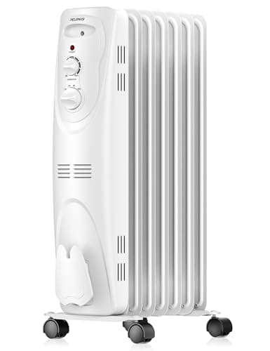 PELONIS Radiator Heater for Large Space, Electric Oil Filled Radiator, Dual Knobs, 1500W, Quiet Space Heater, 3 Modes, Tip-over Protection
