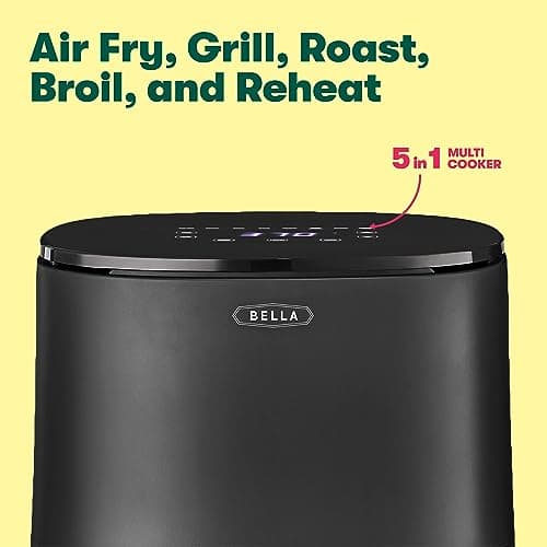 BELLA 2.9QT Touchscreen Air Fryer, No Pre-Heat Needed, No-Oil Frying, Fast Healthy Evenly Cooked Meal Every Time, Dishwasher Safe Non Stick Pan and Crisping Tray for Easy Clean Up, Matte Black 6