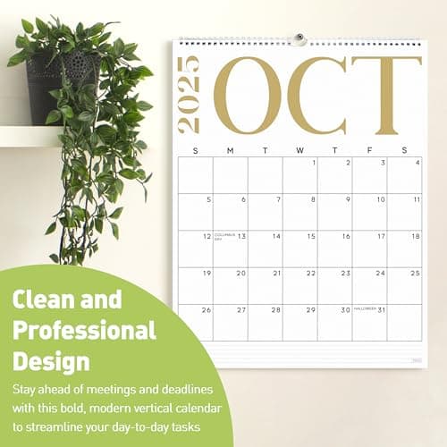 S&O Modern Vertical 2026 Wall Calendar - Tear-Off Monthly Calendar through December 2026-18 Month Academic Wall Planner - Hanging Organizer to Track Anniversaries & Appointments - 13.5"x10.5”in 5