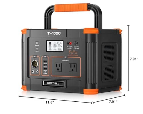 GRECELL 999Wh Solar Generator 1000W, Portable Power Station with 60W USB-C PD Output, 110V Pure Sine Wave AC Outlet Backup Lithium Battery for Outdoors Camping Travel Hunting Home (Peak 2000W) 10