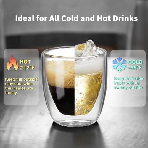 Gencywe Double Walled Espresso Cups Set of 4 (50% Thicker), 3 Ounce Clear Expresso Coffee Mugs, Espresso Shot Glasses, Double Wall Insulated Espresso Cups Suit for Espresso Machine, Microwave Safe 5