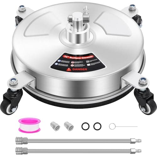 Dalmbox 14" Pressure Washer Surface Cleaner with 4 Wheels, 1/4" Quick Plug, Stainless Steel Housing, 4000 PSI, Pressure Washer Surface Cleaner Attachment for Patio, Courtyard, Concrete, Sidewalks