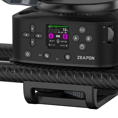 Zeapon AXIS 80 (2-axis) Multi-axis Motorized Camera Slider, 31''/80cm DSLR Dolly Carbon Fiber Electric Track, LCD Screen APP Control, Pan Head for 360° Panoramic Time-Lapse Follow Focus 5