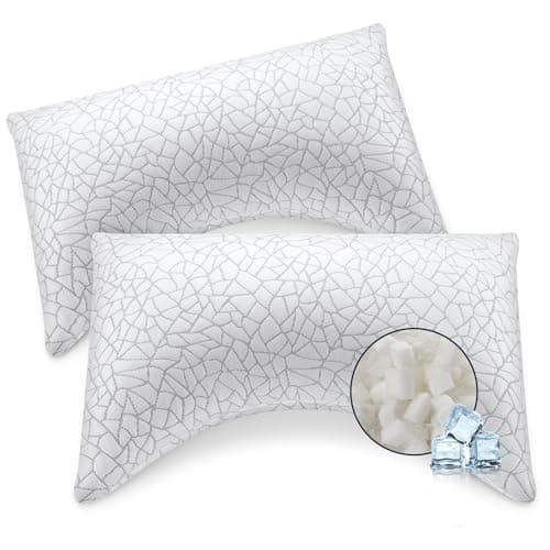 COZSINOOR Side Sleeper Pillows Queen Size Set of 2 for Sleeping - Crescent Adjustable Shredded Memory Foam Pillows 2 Pack, Cooling Bed Pillow for Back and Stomach Sleepers, Breathable Washable Cover