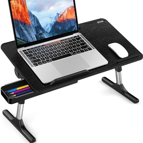 Besign LT05 Adjustable Laptop Table, Lap Desk, Portable Standing Bed Desk, Foldable Sofa Breakfast Tray, Notebook Computer Stand for Reading and Writing, Medium Size, Black