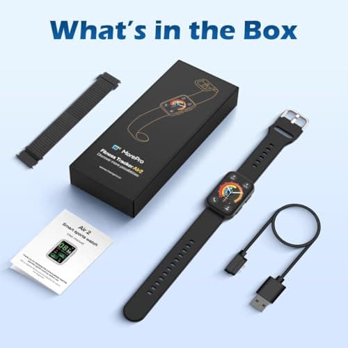 MorePro Health Fitness Tracker with Blood oxy-gen Monitor and 24/7 Heart Rate and Blood Pressure, Sleep Monitor, 120+ Sport Modes Waterproof Fitness Watch for Women Men Android iOS, Black 7