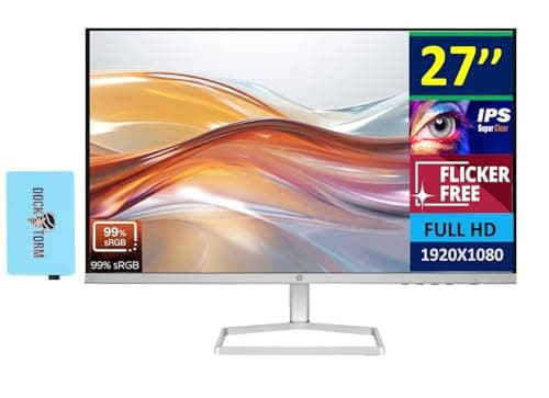 HP Series 5 527sw 27" 300 nits IPS FHD Monitor (Replaces M27FW) Adjustable Tilt, Flicker Free, Anti-Glare, Ultra-Thin, Low-Blue Light Filter, 1x HDMI, White/Silver w/DKZ Hub USB Port Expander