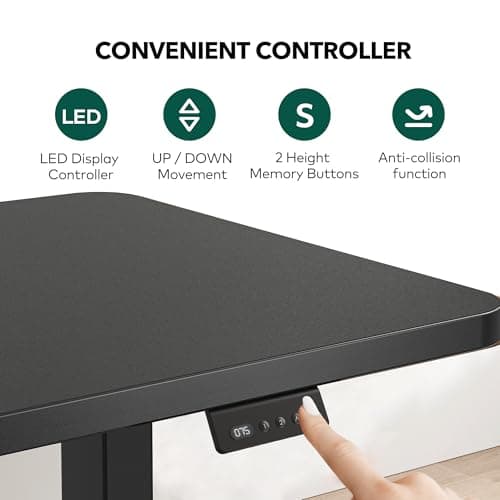 FEZIBO 63" x 55"L Shaped Standing Desk Adjustable Height, 63 Inch Electric Stand up Corner Computer Desk, Sit Stand Home Office Desk with Splice Board, Black 8